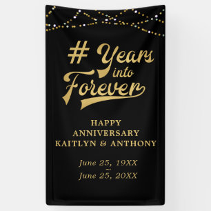 Anniversary Gold String Lights YEARS INTO FOREVER Banner