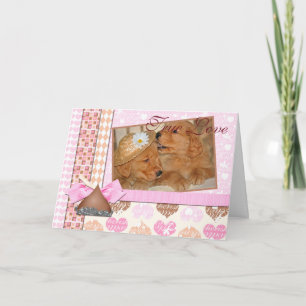 anniversary golden retriever puppies in frame card