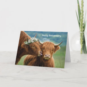 Anniversary Highland Cow Kiss Card