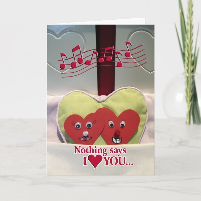 Anniversary Humor - Two Hearts in Bed Card (Front)