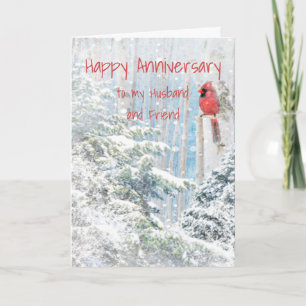 Anniversary Husband and friend Cardinal Bird Card