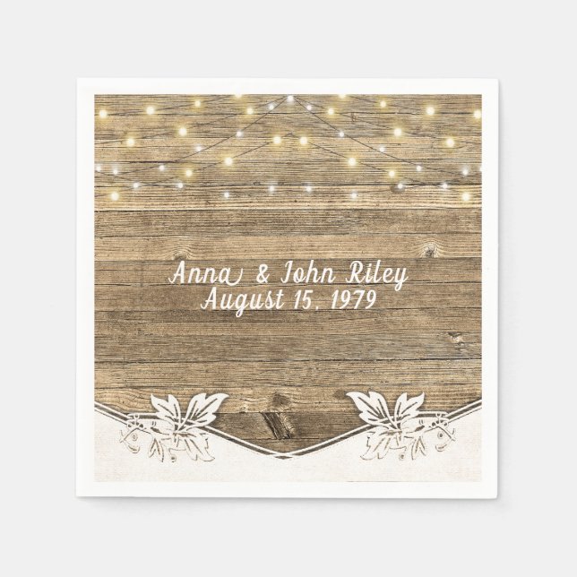 anniversary illuminated lighting on wood napkin (Front)