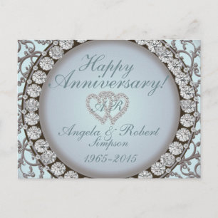 Anniversary Invitation   Teal Monogram