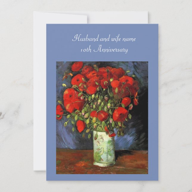 Anniversary invitation. Vase with Red Poppies Invitation (Front)
