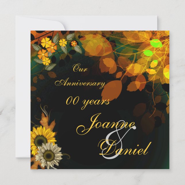 Anniversary Invite Sunflowers Autumn Flowers (Front)