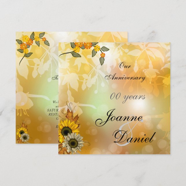 Anniversary Invite Sunflowers Autumn Flowers 2 (Front/Back)