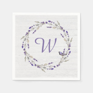 Anniversary Lavender Wreath Monogram Napkin