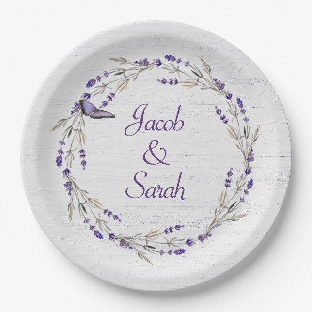 Anniversary Lavender Wreath  with Butterfly Paper Plate (Front)
