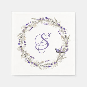 Anniversary Lavender Wreath With Monogram Napkin
