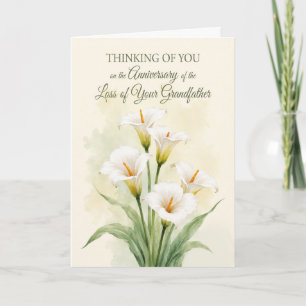 Anniversary Loss Grandfather White Calla Lilies Card