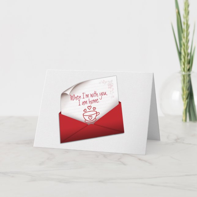 Anniversary Love Note In Red Envelope  Card (Front)