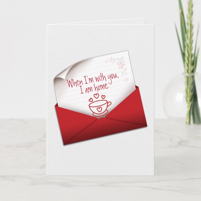 Anniversary Love Note In Red Envelope Card (Front)