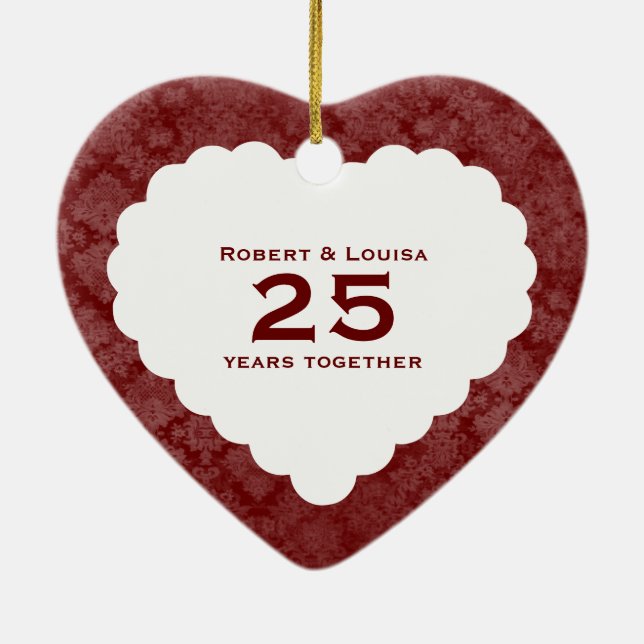 Anniversary Love Poem Personalized Red Gift Ceramic Ornament (Back)