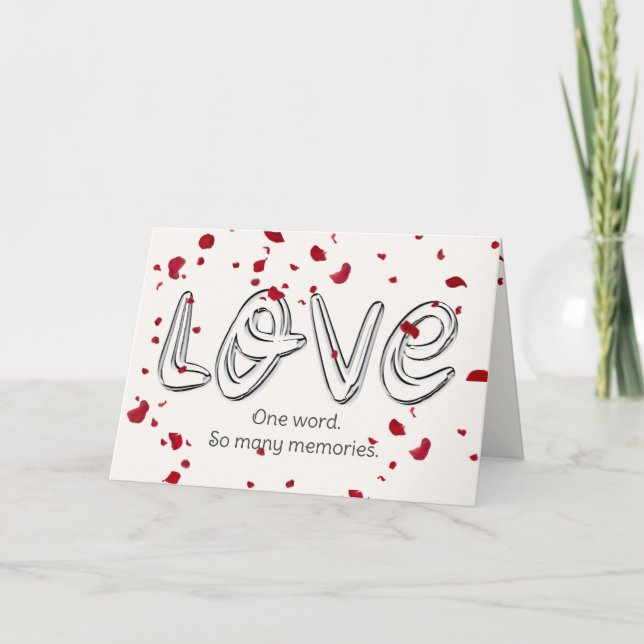 Anniversary Love Text With Falling Rose Petals Card (Front)
