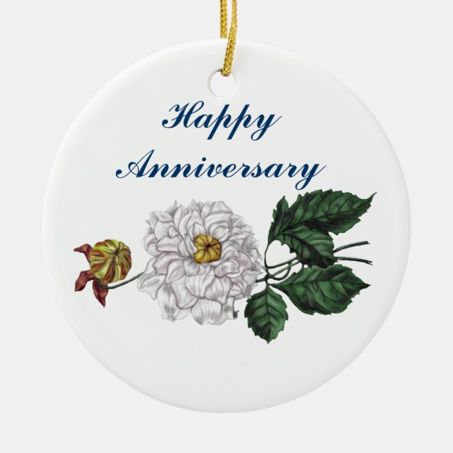 Anniversary, Magnolia Blossom Ceramic Ornament (Front)
