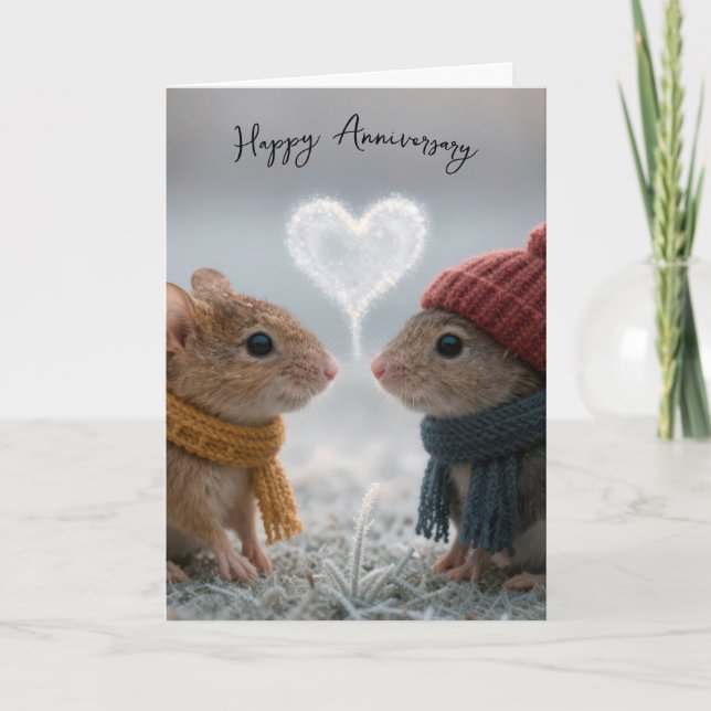 Anniversary Mice With a Frosty Heart Card (Front)