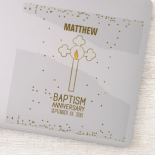 Anniversary of Baptism Gold Cross Personalized