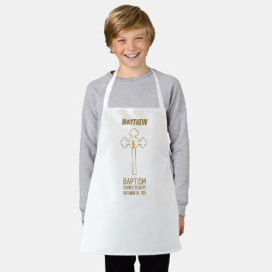 Anniversary of Baptism Gold Cross Personalized Apron