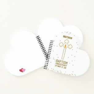 Anniversary of Baptism Gold Cross Personalized Notebook
