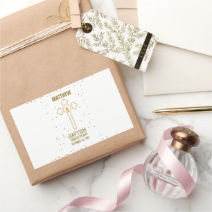Anniversary of Baptism Gold Cross Personalized Sticker