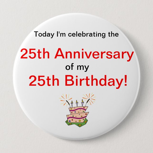 Anniversary of Birth 4 Inch Round Button (Front)