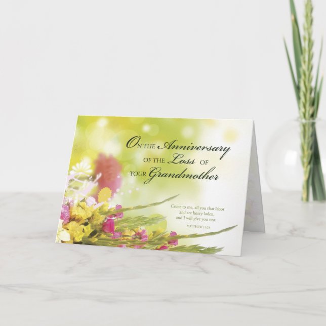 Anniversary of Loss of Grandmother, Death, Flowers Card (Front)