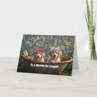 Anniversary of Wedding Cute Dogs in a Tub 