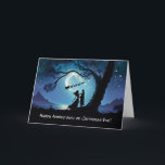 Anniversary on Christmas Eve with Dancing Couple Card<br><div class="desc">Married on Christmas Eve,  this delightful Happy Xmas Eve wedding anniversary showcases a couple dancing under the moonlight while Santa spreads his magic!</div>