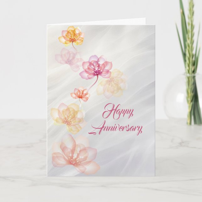 Anniversary On White Abstract  Card (Front)