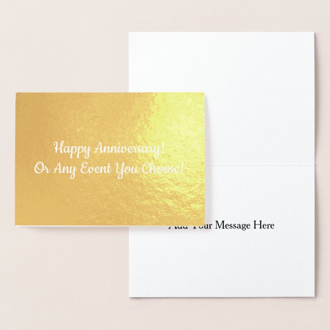 Anniversary or Event Message Inside Solid Gold Foil Card (Display)