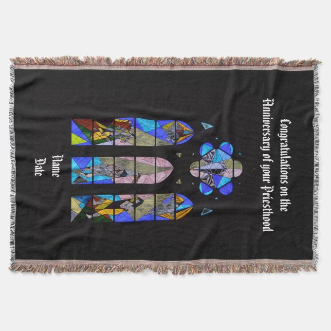 Anniversary Ordination Personalized Pastor Priest Throw Blanket (Front)