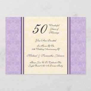 Anniversary Party 50th Purple Damask Invitation