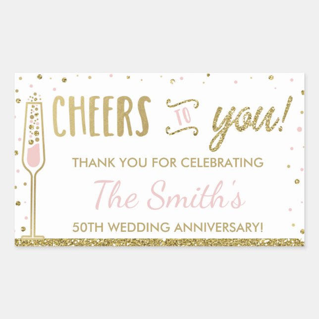 Anniversary Party Bottle Wrapper, Faux Glitter Sticker (Front)