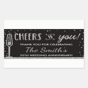 Anniversary Party Bottle Wrapper, Faux Silver Sticker