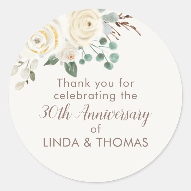 Anniversary Party Dreamy White Floral Stickers (Front)