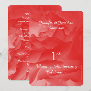 Anniversary Party Elegant Coral Pink Rose Petals Invitation