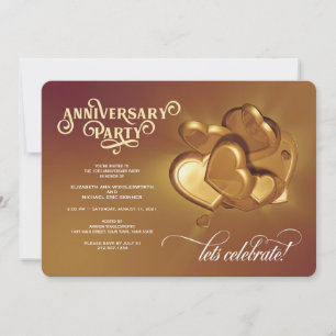 Anniversary Party Gold Invitation