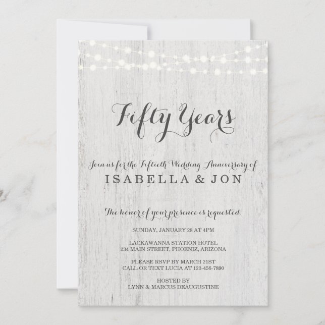 Anniversary Party Invitation | Rustic Romantic (Front)