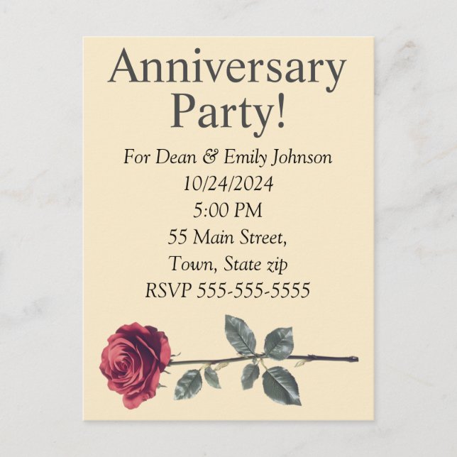 Anniversary party invitations (Front)