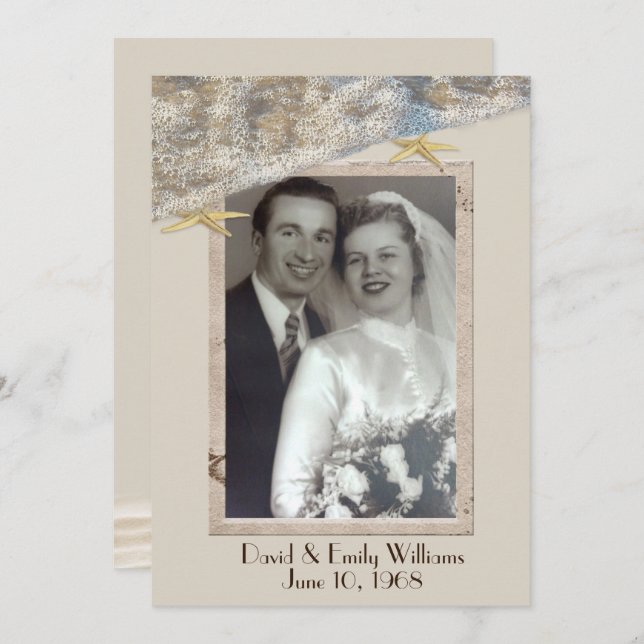 Anniversary Party Starfish Photo Frame  Invitation (Front/Back)