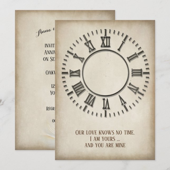 Anniversary Party Timeless Clock Invitation (Front/Back)
