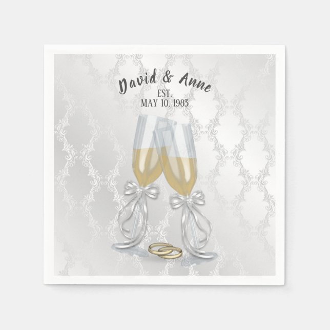 Anniversary  Party Toast And Rings Napkin (Front)