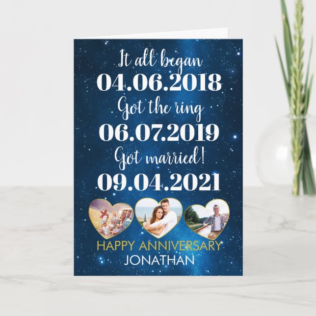 Anniversary Personalized Romantic Dates  Card (Front)