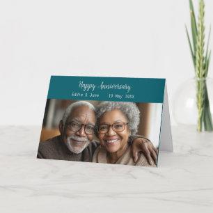 Anniversary Photo Fold Anniversary Card Dark Teal