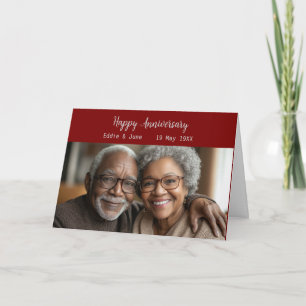 Anniversary Photo Folded Anniversary Card Burgundy