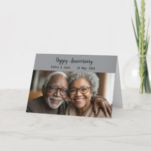 Anniversary Photo Folded Anniversary Card Grey