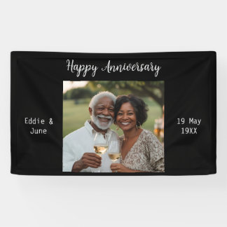 Anniversary Photo Modern Banner Black