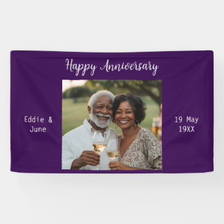Anniversary Photo Modern Banner Purple