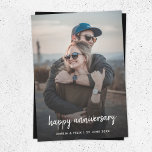 Anniversary Photo | Modern Trendy Stylish Card<br><div class="desc">Simple, stylish custom photo Happy Anniversary card with modern minimalist handwritten script typography and a simple black gradient. The photo and text can easily be personalized for a design as unique as your special husband, wife, partner or for a happy couple! The image shown is for illustration purposes only to...</div>