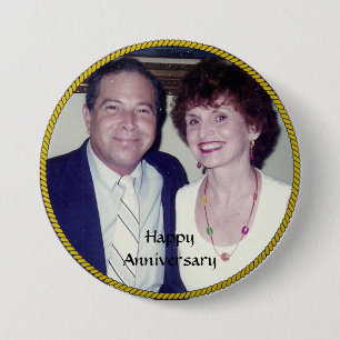 Anniversary Photo Template 3 Inch Round Button